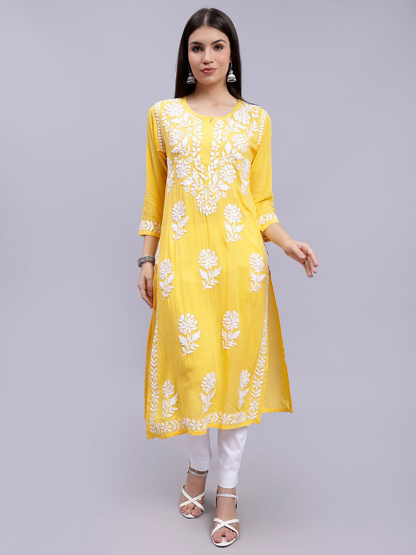 Seva Chikan Hand Embroidered Modal Cotton Lucknowi Chikankari Kurta