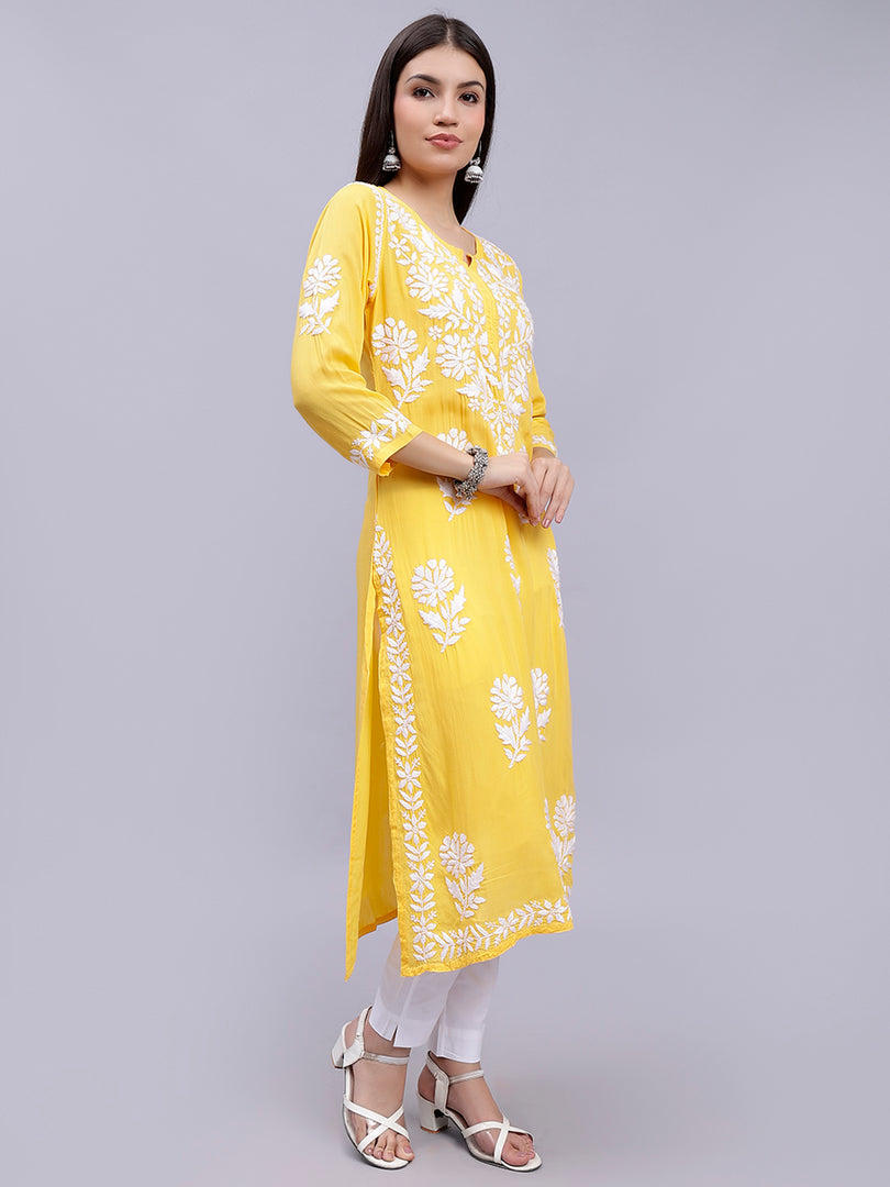 Seva Chikan Hand Embroidered Modal Cotton Lucknowi Chikankari Kurta