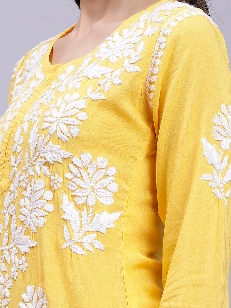 Seva Chikan Hand Embroidered Modal Cotton Lucknowi Chikankari Kurta