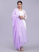 Load image into Gallery viewer, Seva Chikan Hand Embroidered Lucknowi Chikankari Mauve Georgette Tepchi Work Dupatta-SCL12012
