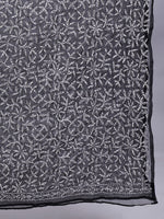 Load image into Gallery viewer, Seva Chikan Hand Embroidered Lucknowi Chikankari Black Georgette Tepchi Work Dupatta-SCL12019