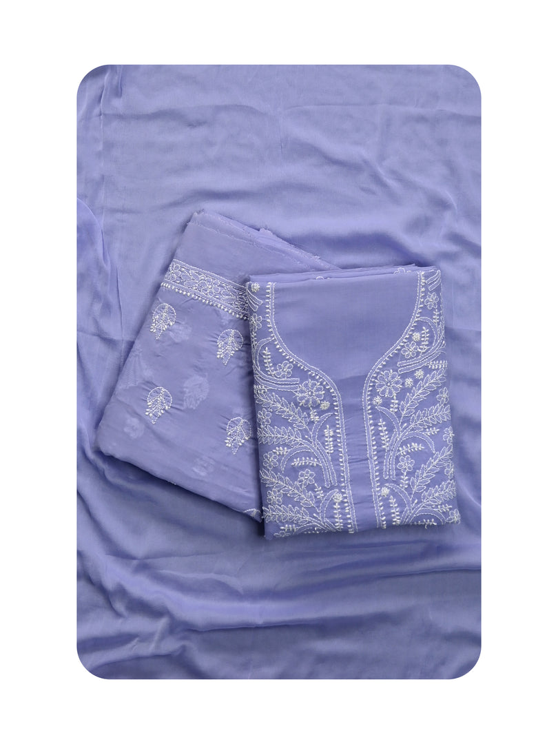 Seva Chikan Hand Embroidered Mauve Cotton Lucknowi Chikankari Unstitched Suit Piece-SCL13051