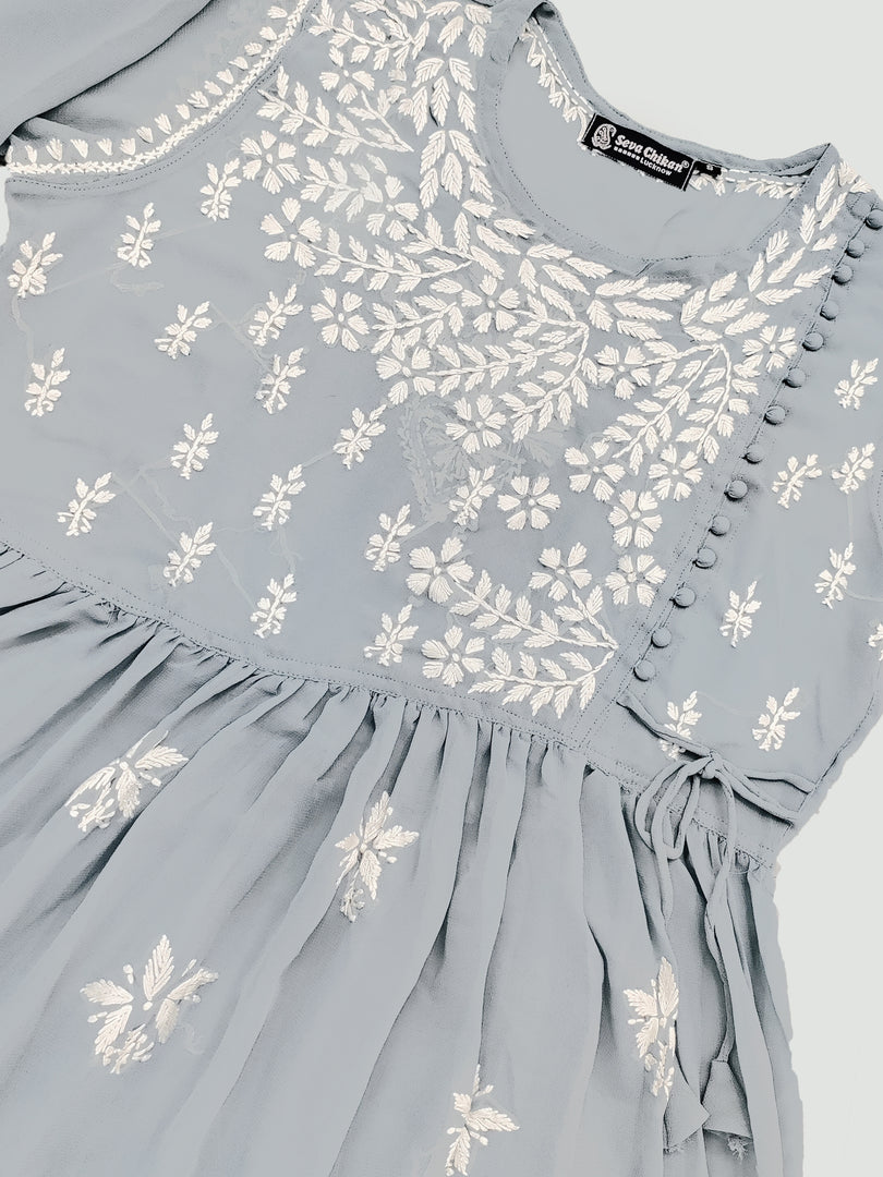 Seva Chikan Hand Embroidered Georgette Lucknowi Chikan Top