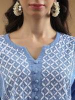 Load image into Gallery viewer, Seva Chikan Hand Embroidered Cotton Lucknowi Chikan Short Top
