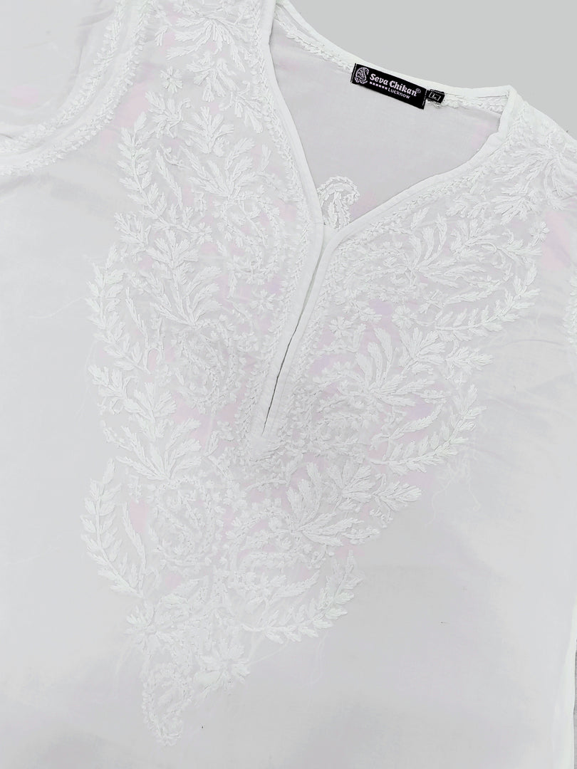 Seva Chikan Hand Embroidered Cotton Lucknowi Chikan Kurti