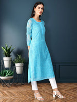 Load image into Gallery viewer, Seva Chikan Hand Embroidered Georgette Lucknowi Chikan Kurti With Slip