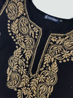 Load image into Gallery viewer, Seva Chikan Hand Embroidered Black Cotton Lucknowi Chikankari Kurta
