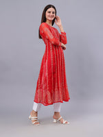 Load image into Gallery viewer, Seva Chikan Hand Embroidered Red Georgette Lucknowi Chikankari Anarkali Kurta-SCL4292
