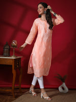 Load image into Gallery viewer, Seva Chikan Hand Embroidered  Terivoil Cotton Lucknowi Chikan Kurta
