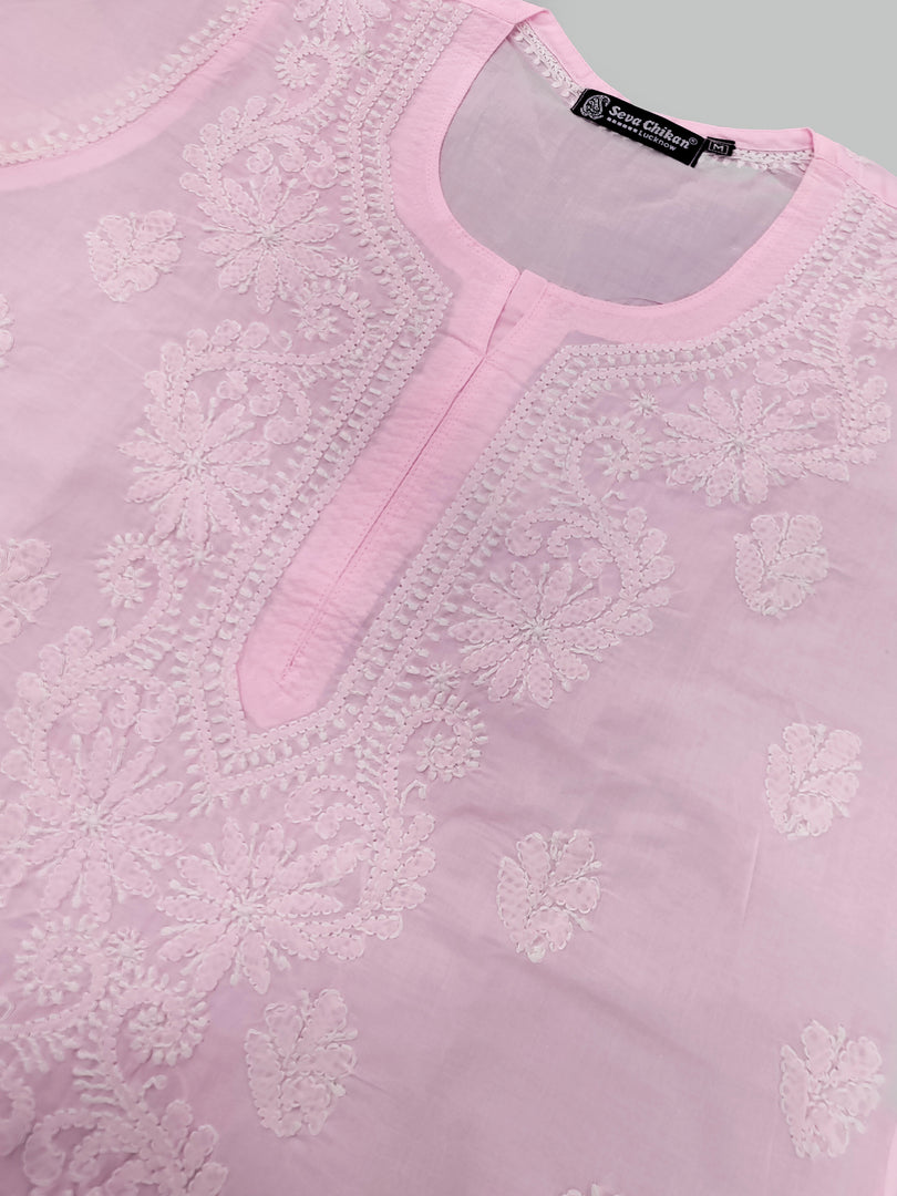Seva Chikan Hand Embroidered Terivoil Cotton Lucknowi Chikan Kurti