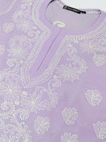 Load image into Gallery viewer, Seva Chikan Hand Embroidered Terivoil Cotton Lucknowi Chikan Kurti