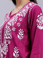 Load image into Gallery viewer, Seva Chikan Hand Embroidered Rayon Lucknowi Chikankari Kurta
