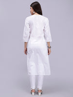 Load image into Gallery viewer, Seva Chikan Hand Embroidered Cotton White Lucknowi Chikankari Kurta-SCL4371