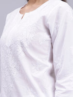Load image into Gallery viewer, Seva Chikan Hand Embroidered Cotton White Lucknowi Chikankari Kurta-SCL4371