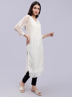 Load image into Gallery viewer, Seva Chikan Hand Embroidered Georgette Lucknowi Chikan Kurta With Slip
