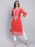 Load image into Gallery viewer, Seva Chikan Hand Embroidered Georgette Lucknowi Chikan Kurta With Slip
