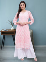 Load image into Gallery viewer, Seva Chikan Hand Embroidered Georgette Lucknowi Chikan Kurta With Slip
