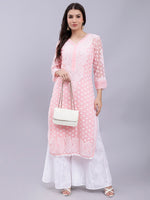 Load image into Gallery viewer, Seva Chikan Hand Embroidered Georgette Lucknowi Chikan Kurta With Slip
