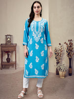 Load image into Gallery viewer, Seva Chikan Hand Embroidered Rayon Lucknowi Chikankari Kurta
