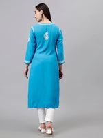 Load image into Gallery viewer, Seva Chikan Hand Embroidered Rayon Lucknowi Chikankari Kurta
