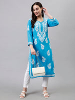 Load image into Gallery viewer, Seva Chikan Hand Embroidered Rayon Lucknowi Chikankari Kurta
