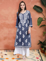 Load image into Gallery viewer, Seva Chikan Hand Embroidered Rayon Lucknowi Chikankari Kurta
