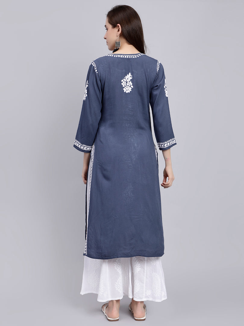 Seva Chikan Hand Embroidered Rayon Lucknowi Chikankari Kurta