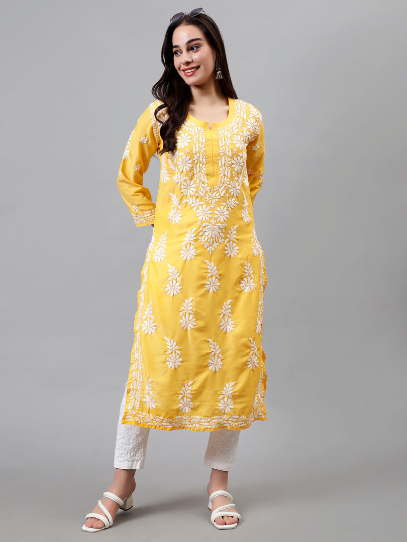 Seva Chikan Hand Embroidered Muslin Lucknowi Chikankari Kurta