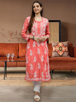 Load image into Gallery viewer, Seva Chikan Hand Embroidered Muslin Lucknowi Chikankari Kurta
