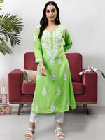 Load image into Gallery viewer, Seva Chikan Hand Embroidered Modal Cotton Lucknowi Chikankari Kurta
