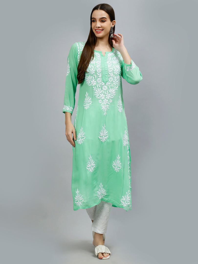 Seva Chikan Hand Embroidered Modal Cotton Lucknowi Chikankari Kurta