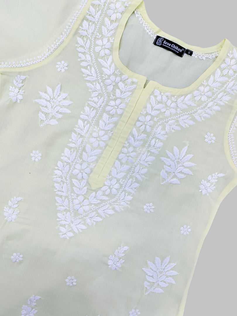 Seva Chikan Hand Embroidered Terivoil Cotton Lucknowi Chikankari Kurta