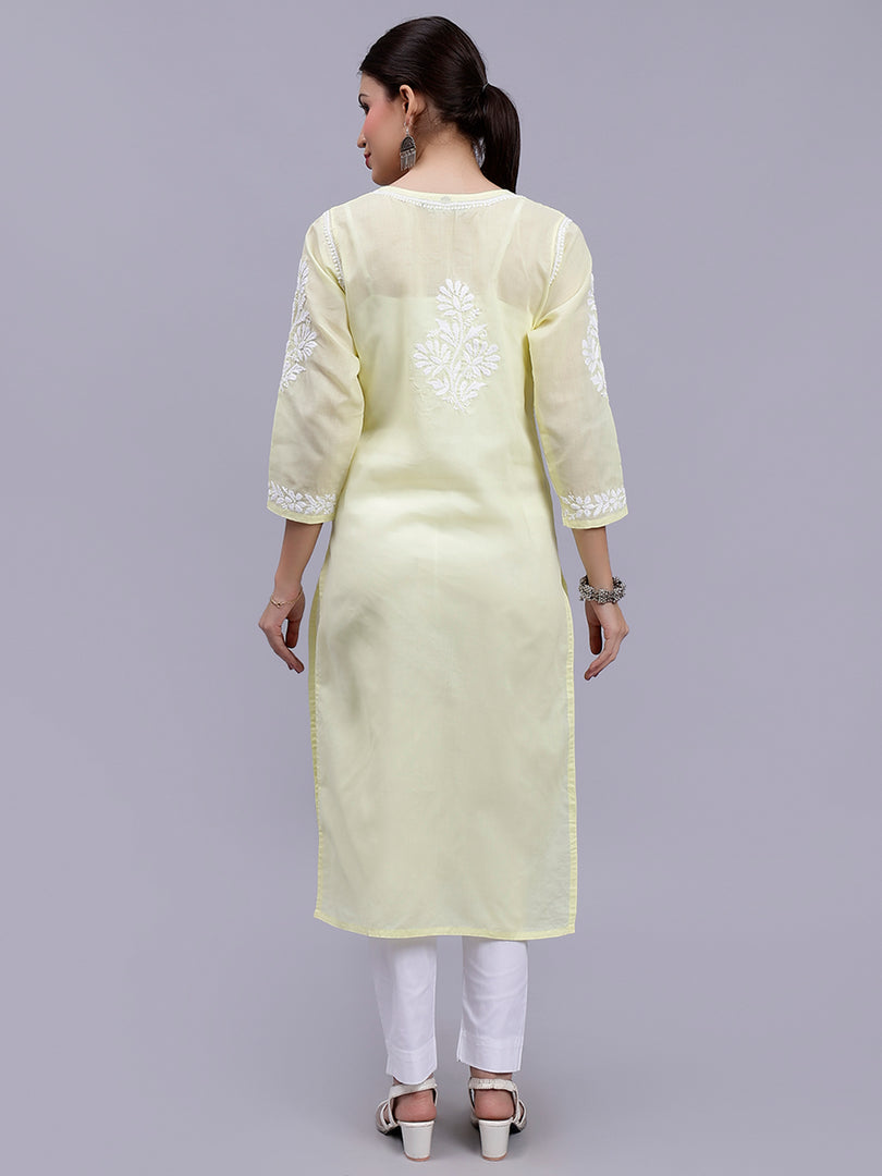 Seva Chikan Hand Embroidered Terivoil Cotton Lucknowi Chikankari Kurta