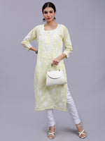 Load image into Gallery viewer, Seva Chikan Hand Embroidered Terivoil Cotton Lucknowi Chikankari Kurta
