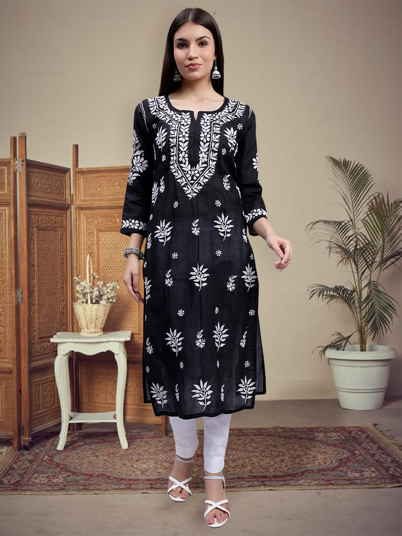 Seva Chikan Hand Embroidered Terivoil Cotton Lucknowi Chikankari Kurta