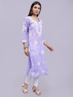 Load image into Gallery viewer, Seva Chikan Hand Embroidered Terivoil Cotton Lucknowi Chikankari Kurta
