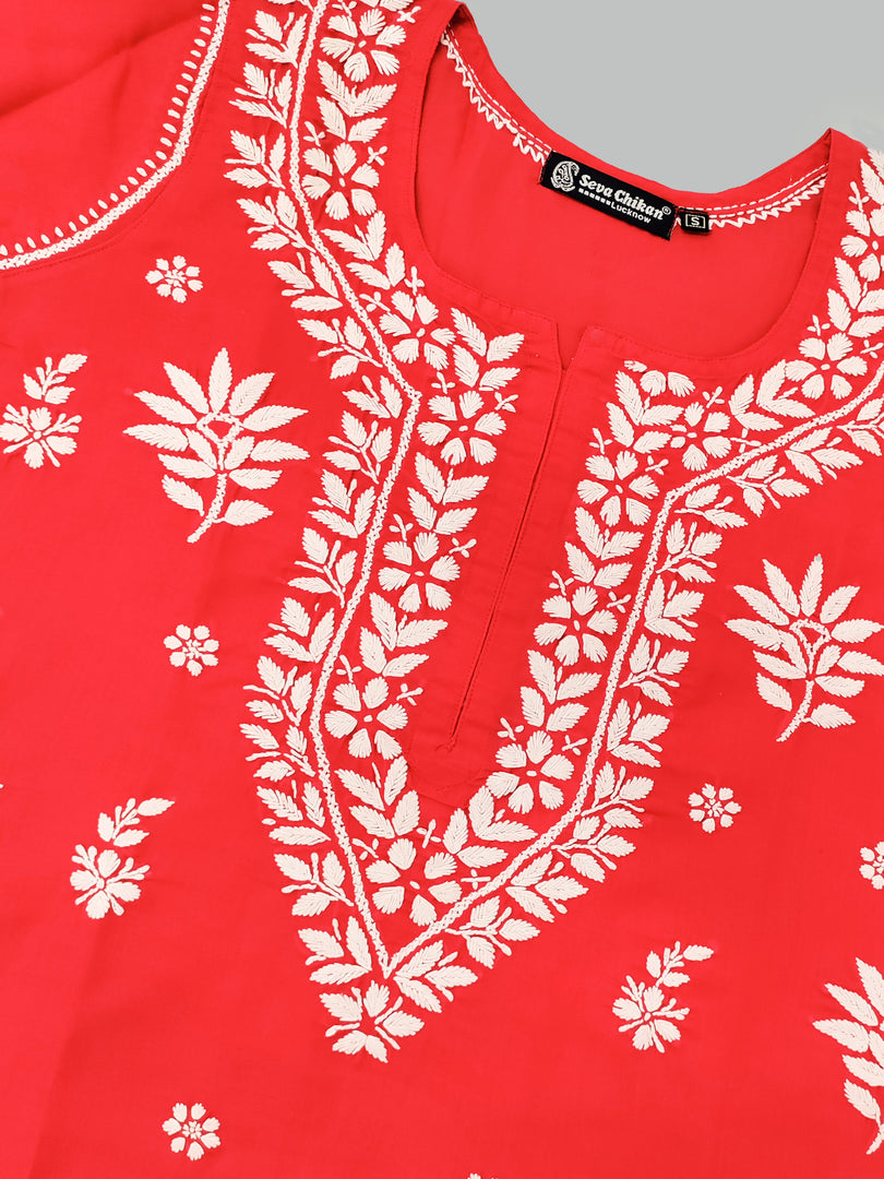 Seva Chikan Hand Embroidered Terivoil Cotton Lucknowi Chikankari Kurta