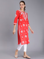 Load image into Gallery viewer, Seva Chikan Hand Embroidered Terivoil Cotton Lucknowi Chikankari Kurta
