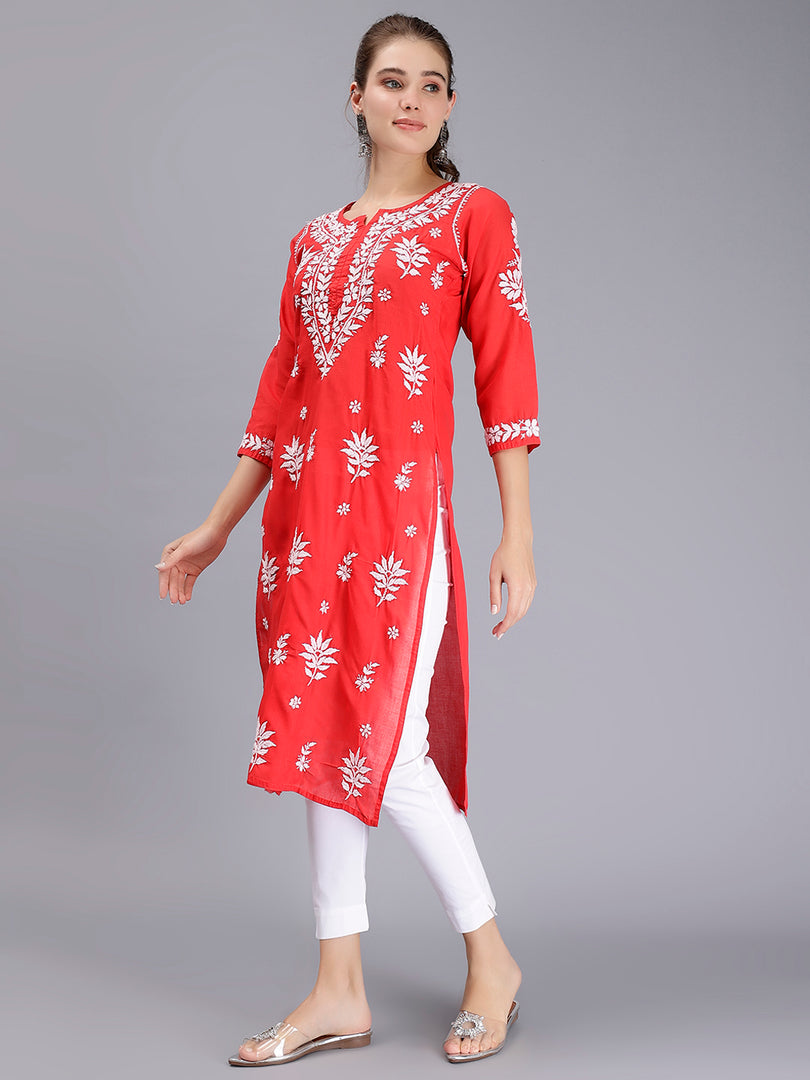 Seva Chikan Hand Embroidered Terivoil Cotton Lucknowi Chikankari Kurta