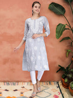 Load image into Gallery viewer, Seva Chikan Hand Embroidered Terivoil Cotton Lucknowi Chikankari Kurta
