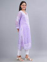 Load image into Gallery viewer, Seva Chikan Hand Embroidered Lavender Georgette Lucknowi Chikankari Kurta With Inner-SCL4487
