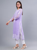 Load image into Gallery viewer, Seva Chikan Hand Embroidered Lavender Georgette Lucknowi Chikankari Kurta With Inner-SCL4487
