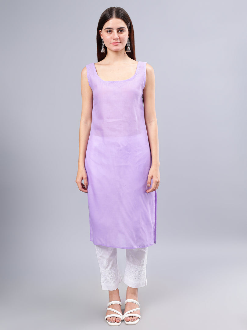 Seva Chikan Hand Embroidered Lavender Georgette Lucknowi Chikankari Kurta With Inner-SCL4487