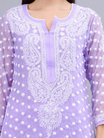 Load image into Gallery viewer, Seva Chikan Hand Embroidered Lavender Georgette Lucknowi Chikankari Kurta With Inner-SCL4487
