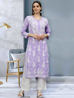 Load image into Gallery viewer, Seva Chikan Hand Embroidered Muslin Lucknowi Chikankari Kurta
