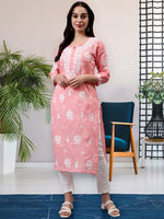 Load image into Gallery viewer, Seva Chikan Hand Embroidered Terivoil Cotton Lucknowi Chikankari Kurta
