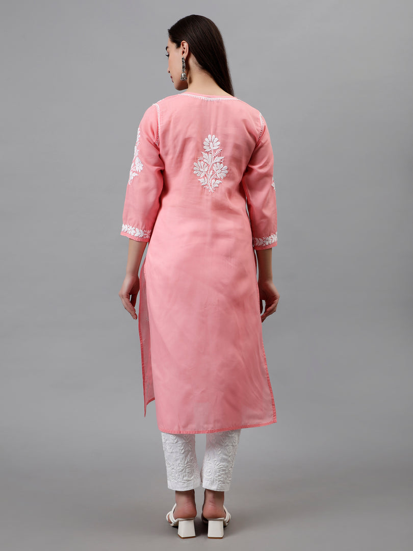 Seva Chikan Hand Embroidered Terivoil Cotton Lucknowi Chikankari Kurta