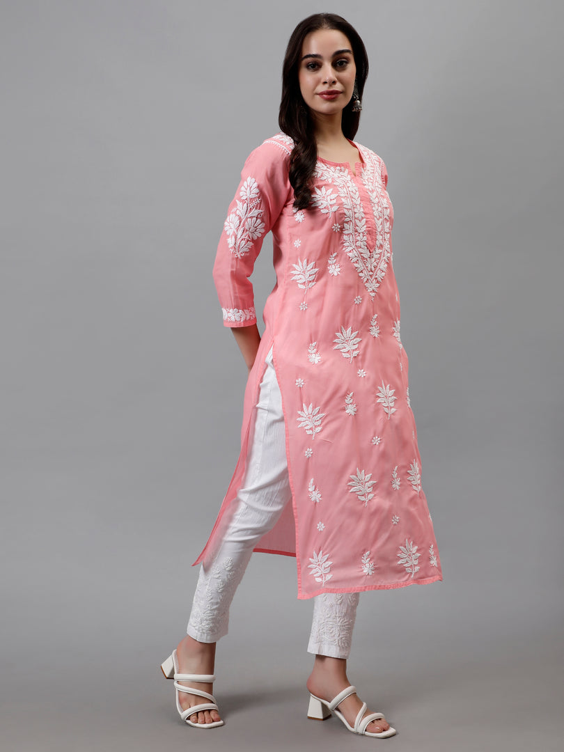 Seva Chikan Hand Embroidered Terivoil Cotton Lucknowi Chikankari Kurta