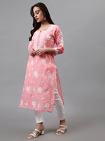 Load image into Gallery viewer, Seva Chikan Hand Embroidered Terivoil Cotton Lucknowi Chikankari Kurta
