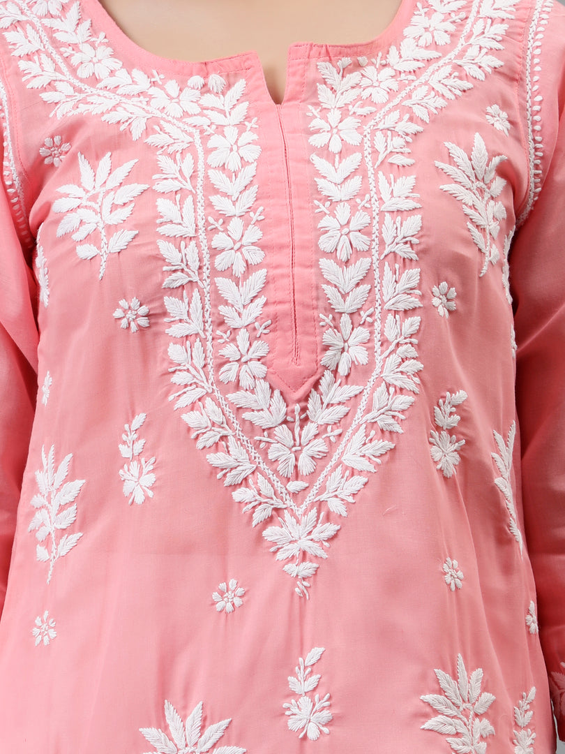 Seva Chikan Hand Embroidered Terivoil Cotton Lucknowi Chikankari Kurta